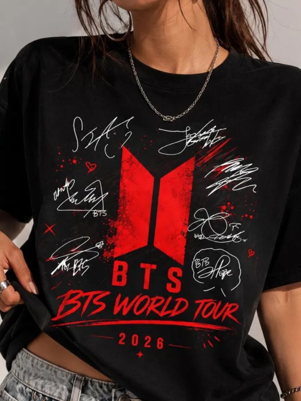 BTS World Tour 2026 T-Shirt  Band Logo, Autograph Graphic T Shirt